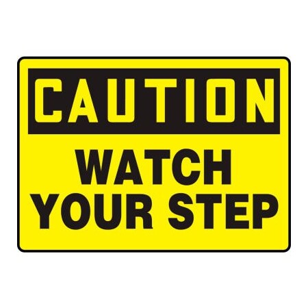 Accuform Accuform Caution Sign, Watch Your Step, 10inW x 7inH, Adhesive Vinyl MSTF645VS